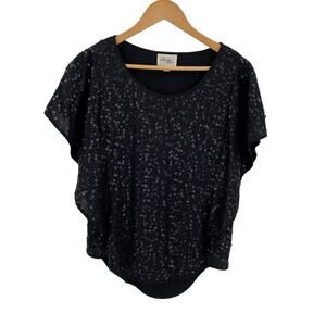 Black sequin shirt womens medium eci